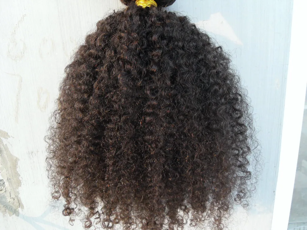 Braziliaanse krullend haar inslagclip in menselijke uitbreidingen onbewerkt natuurlijke zwart / bruin kleur 9 stks 1 set afro kinky krullen