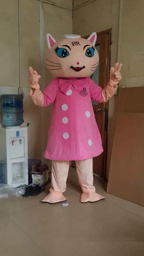 2017 Alta qualità Piccolo gatto costume della mascotte simpatico cartone animato fabbrica di abbigliamento personalizzato puntelli personalizzati personalizzati bambole da passeggio abbigliamento per bambole