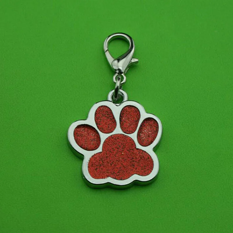 Lovely Dog Paw Footprint Alloy Pet Dog Cat ID Card Tags Necklace Ornaments With Hook Pet Jewelry Pendant ZA5430