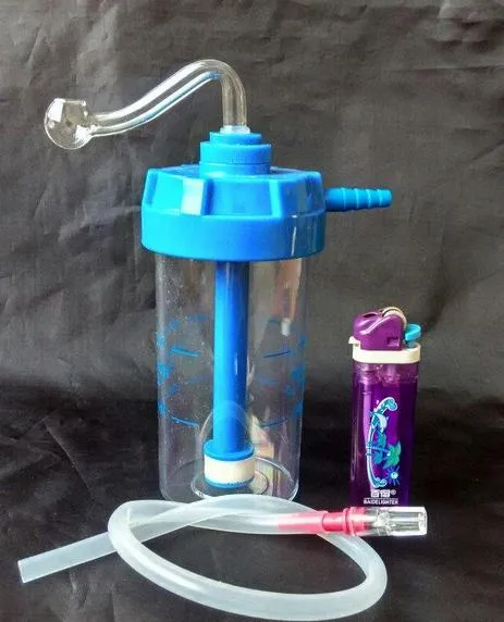Ücretsiz kargo ---- 2015 yeni Mavi oksijen silindir modelleri Akrilik Nargile / bong, yüksek 14 cm, hediye aksesuarları pot + saman