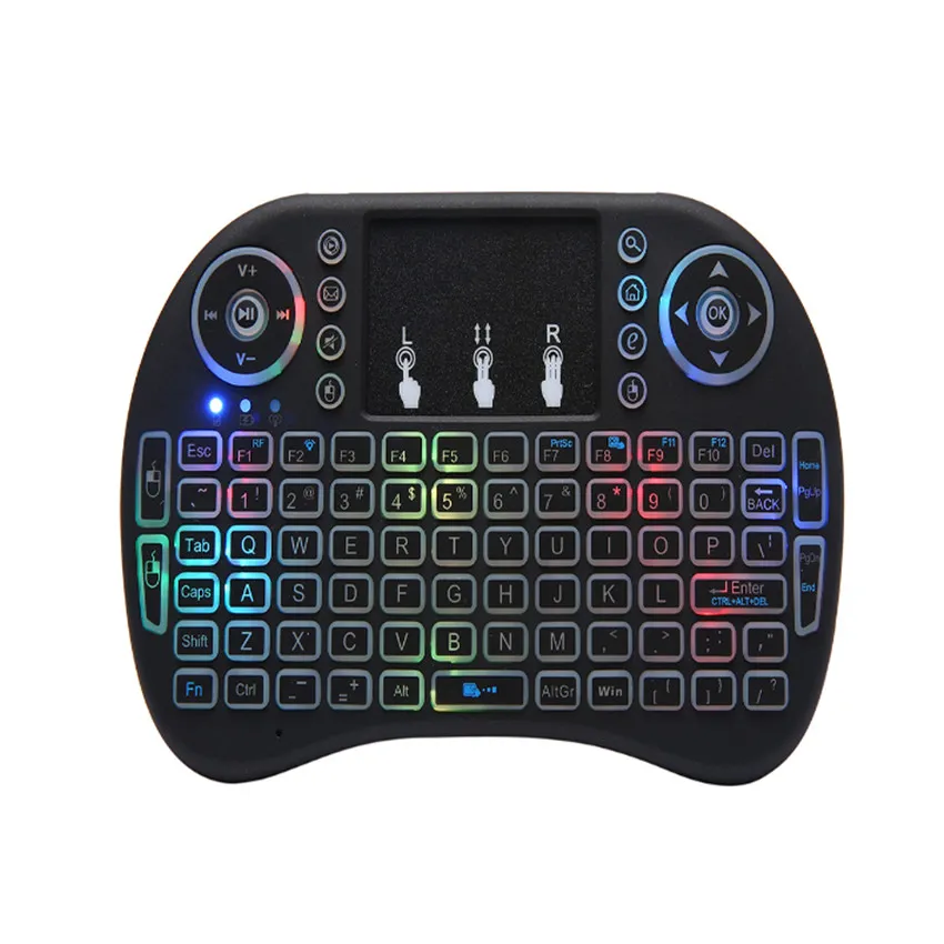 I8 Mini-Tastatur, 2,4 g Handheld-Touchpad, wiederaufladbarer Lithium-Akku, kabellose Fly-Air-Maus-Fernbedienung mit Hintergrundbeleuchtung, 10 Stück/Menge