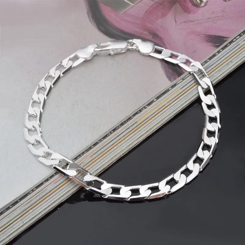 Bezpłatna wysyłka moda Wysokiej jakości wysokiej jakości 925 Srebrny męski Flat one Interval One Classic Branslet Jewelry Gift 1527
