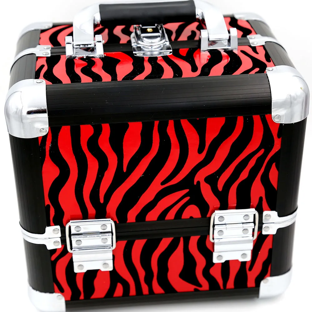 Red Zebra Cosmetic Train Case Organizer