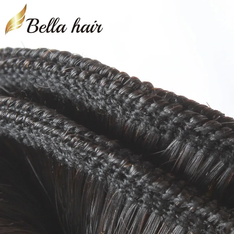 Facos de cabelo humano com fechamento de renda da base de seda 4x4 Extensões retas da trama de cabelo da Malásia Malásia Malásia Bellahair