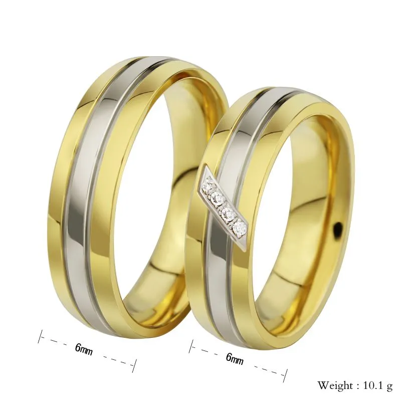 Moda 2015 Poniżej Pierścienie Dla Love Wedding CZ Biżuteria Jego i jej Obiecuj Gold Ring Single Sprzedaż Kochania Pierścienie