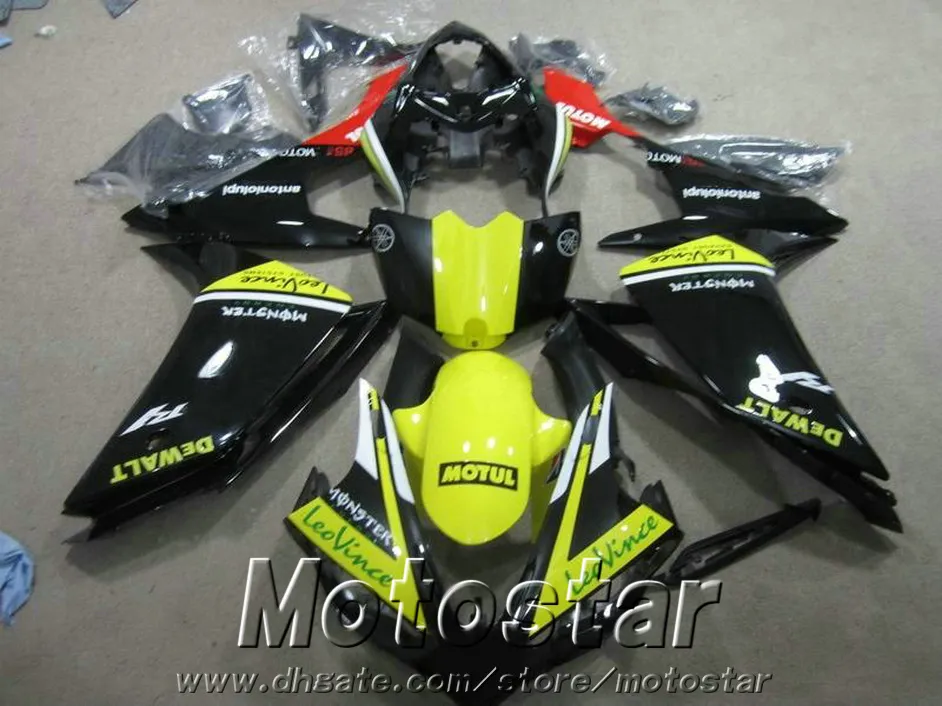 7 regalos carenados de plástico para YAMAHA YZF R1 2007 2008 kit de carenado de plástico YZF-R1 07 08 amarillo negro motobike set YQ39