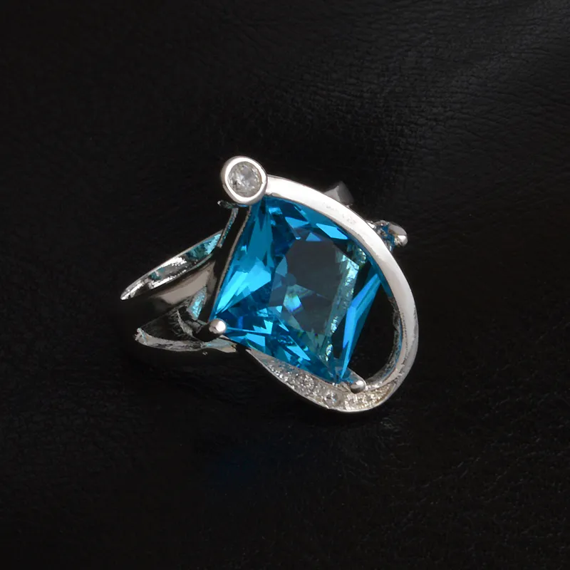 Frete Grátis Novo 925 Sterling Silver moda jóias Áustria high-grade Azul anel de Cristal hot vender menina presente 1503