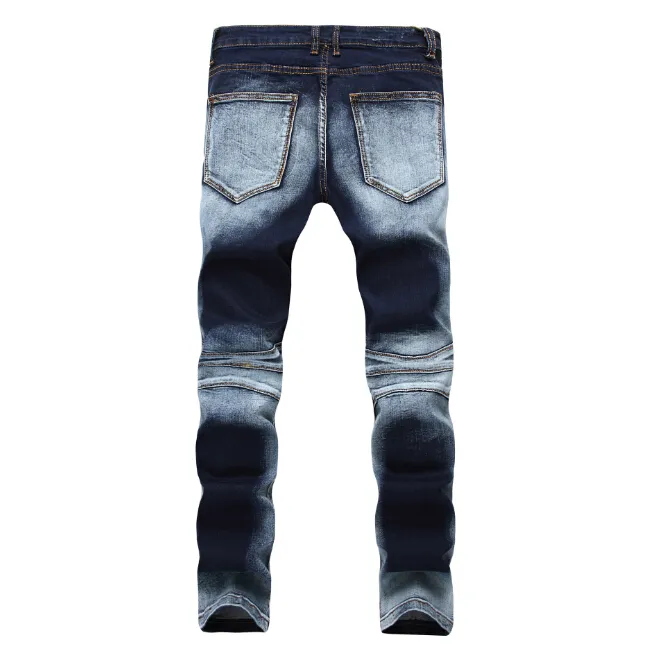 Erkek Skinny Jean Sıkıntılı Ince Elastik Kot Denim Biker Jeans Hip hop Pantolon Yıkanmış Yırtık Kot artı boyutu