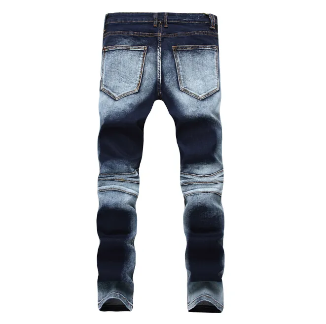 Mens Skinny Jean Distressed Slim Elastic Jeans Denim Biker Jeans Hip hop Pants Washed Ripped Jeans plus size