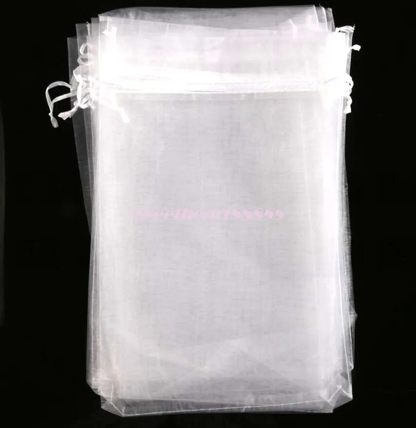 100 stks/partij Hot Verkoop 4 Maten Wit Organza Sieraden Gift Pouch Zakken Voor trouwbedankjes, kralen, sieraden