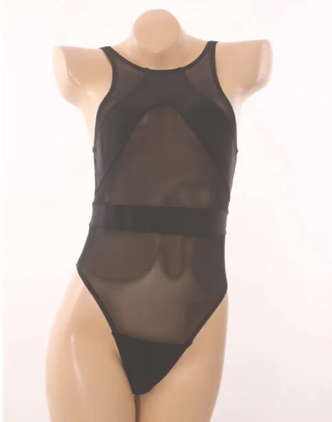 New Mesh Black One Piece Badebode Sexy durch Bikini Monokini Vintage Badeanzug Badeanzug218j