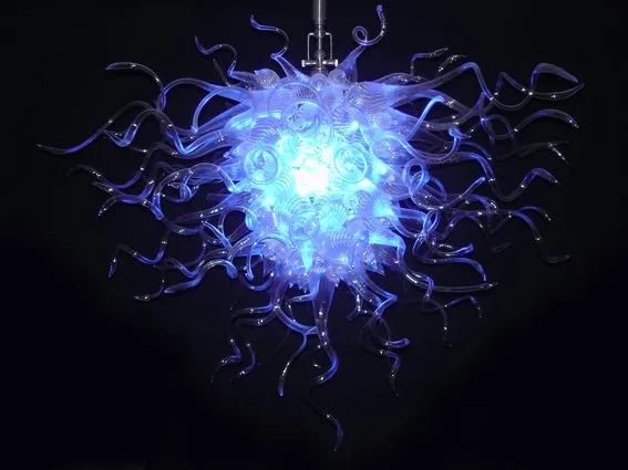 100% munblåst lampa ce ul Borosilicate murano stil glas dale chihuly konst tak hängande lampmetall ljuskrona ram