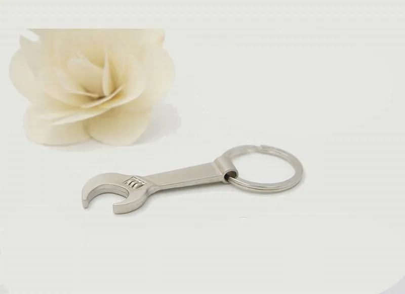 DHL gratis verzending nieuwe creatieve tool flesopener sleutelhanger, roestvrijstalen moersleutel sleutelhanger openers