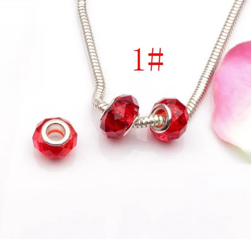 L faceted Crystal Glass Big Hole Beads تناسب أساور السحر 20 - Color269e