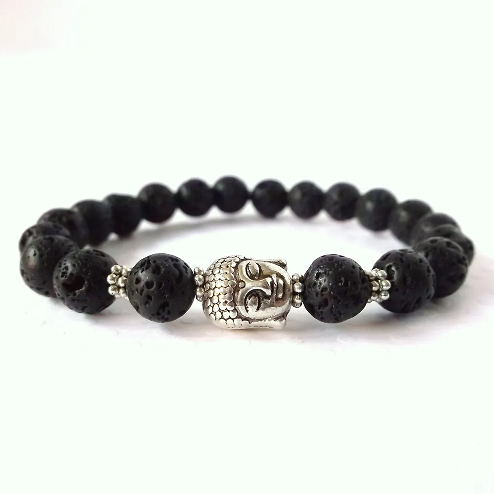 SN0260 Venta superior Pulsera de yoga de lava Pulsera de Buda unisex Pulsera espiritual de yoga Pulsera de hombre de curación de roca de lava