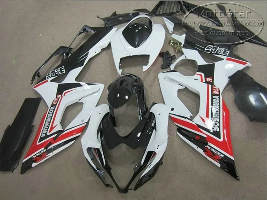 Fairiments de moto ABS pour suzuki gsxr1000 05 06 kits de carrosserie K5 K6 GSXR 1000 2005 2006 Kit de carénage noir blanc rouge E1F9