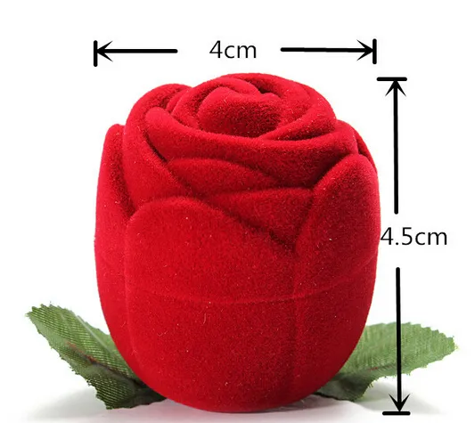 Novelty Red Rose Ring Box For Engagement Wedding Earrings Pendants Jewelry Case