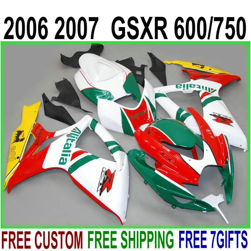 Nuovo kit carenatura per SUZUKI GSX-R600/750 06 07 carene K6 GSXR 600 750 2006 2007 rosso verde bianco set moto NS84