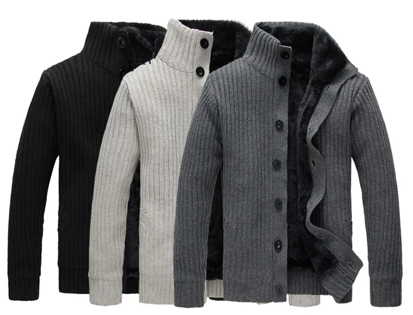 Xangai História outono inverno Cardigans dos homens plus Fleece manga cheia Quente colete masculino casual engrossar malha camisola slim 3 cor