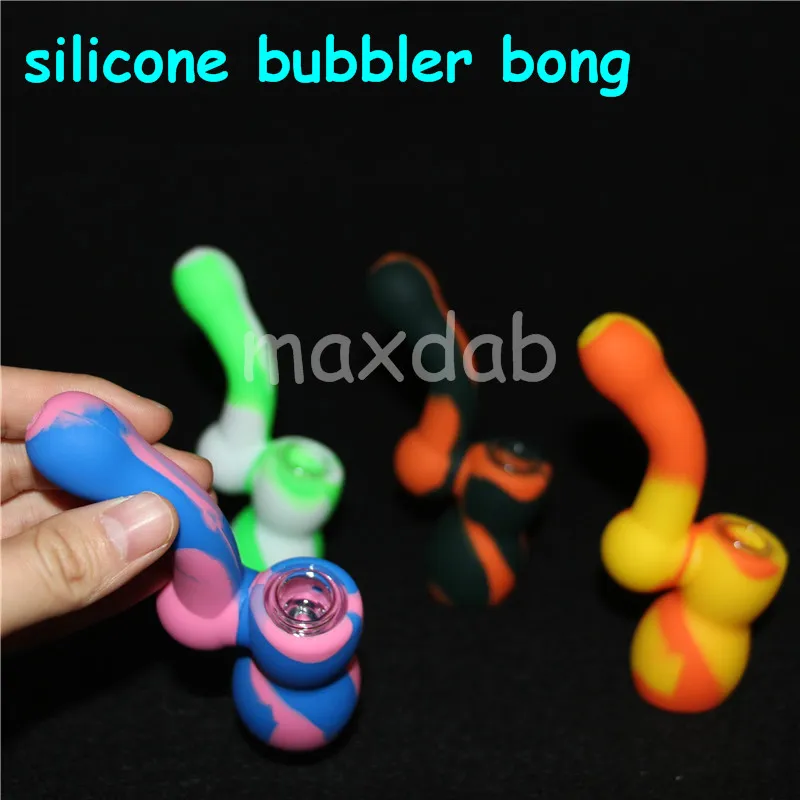 Mini Multi bongs glass water pipe silicon bubbler bong nectar 5ml silicone containers dab