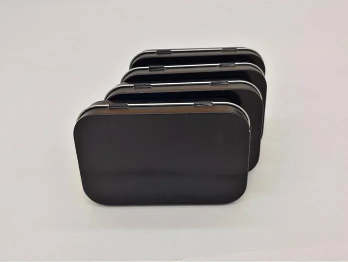 Mini scatola di latta da 500 pezzi piccola scatola di immagazzinaggio vuota in metallo nero organizzatore soldi monete caramelle chiavi cuffie confezione regalo