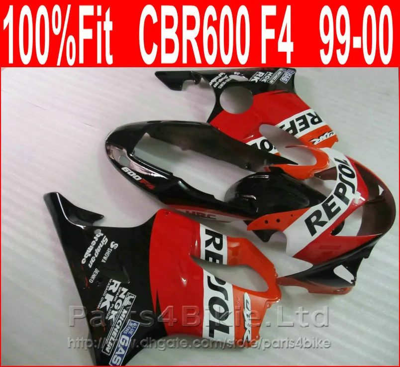 100% partes de corpo Repsol vermelha apta para Honda CBR carenagens personalizados 600 1999 2000 F4 F4 99 CBR600 kit de carenagem 00 VYSO