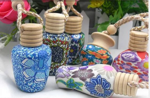  15ML Car hang decoration Ceramic essence Perfume bottle Hang rope Pendant empty bottle,