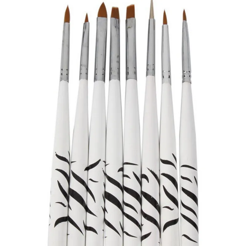 Wholesale-8pcs Manicure painting tool set crystal carved phototherapy nail pull Chien brush pen zebra wholesale #M01907