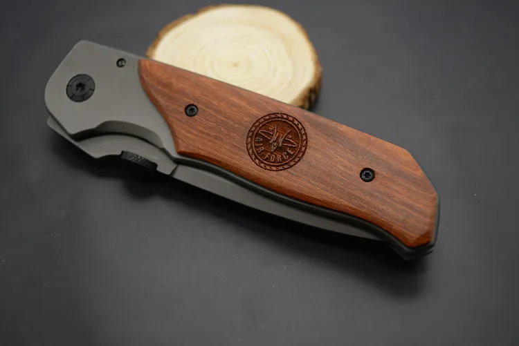 High quality!Br0wning DA30 Folding Knife Titanium Surface Hardwood inlay Handle Hunting Camping 330 Fighting Knife