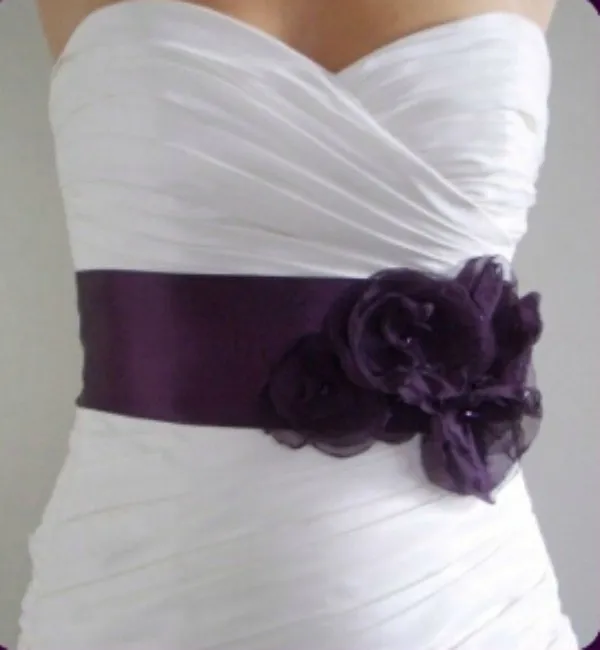 Pays Vintage ceinture de mariée raisin violet fleurs faites à la main perles dos cravate réglable robe de mariée ceinture mariées accessoires 1244571