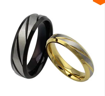 Stones Engagement wedding rings 18K gold fashion couple rings for man and women stainless steel jewelry sets