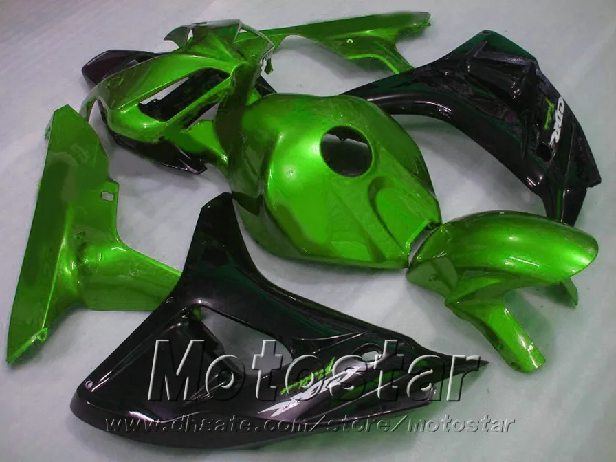 Injektionsgjutning ABS Full Fairing Kit för Honda 2006 2007 CBR1000RR 06 07 Bodywork CBR 1000 RR Black Green Fairings Set AQ71