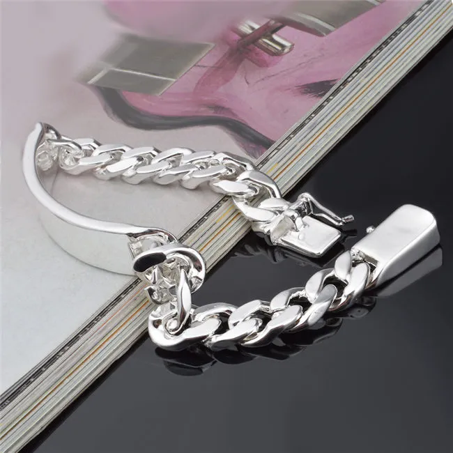 Bijoux pour hommes à la mode 11MM 925 Sterling silver plaqué Figaro chaîne bracelet Livraison gratuite de qualité supérieure
