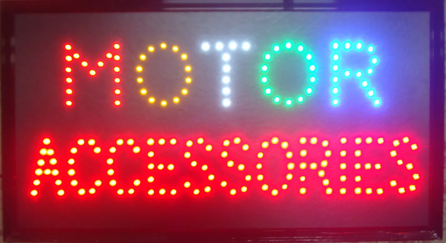 Hot selling LED MOTOR ACCESSORIES neon sign light Plastic PVC frame Display 23.62''x13'' indoor Free shipping