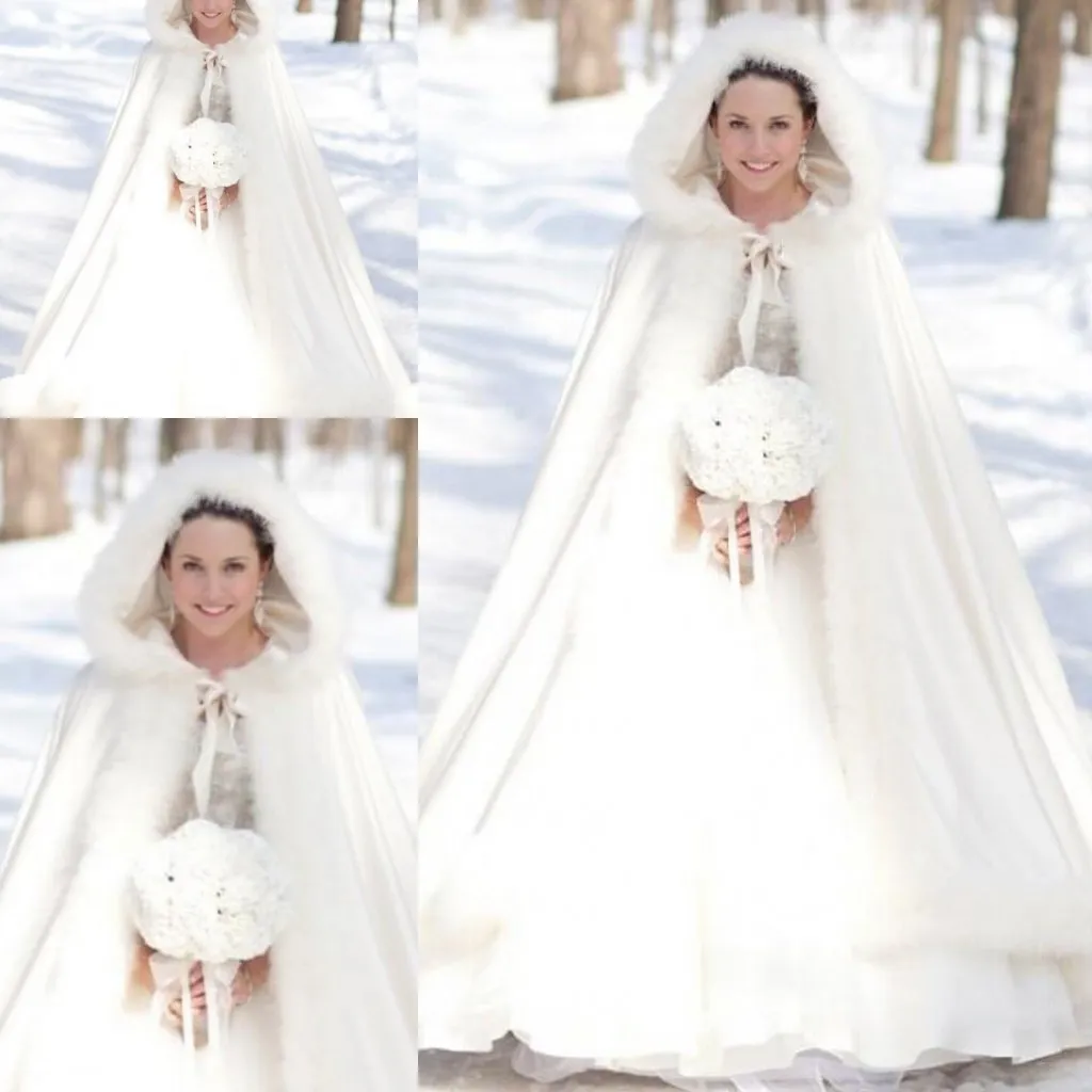 2017 Cape De Mariée Wraps Vestes Cape D'hiver Faux Manteau De Mariage Costume À Capuchon Temps Froid Capes De Mariée Abaya Pas Cher En Stock Wrap Jac3867624