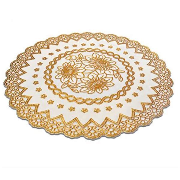Wholesale- Gold Stamping PVC Waterproof Placemats European style heat resistant table mats 4 PCS (round)