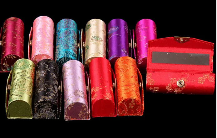 Wholewhole von 12 Stück CHINA HANDGEFERTIGTE SEIDEN-LIPPENSTIFT-BOX-HÜLLEN 6020036