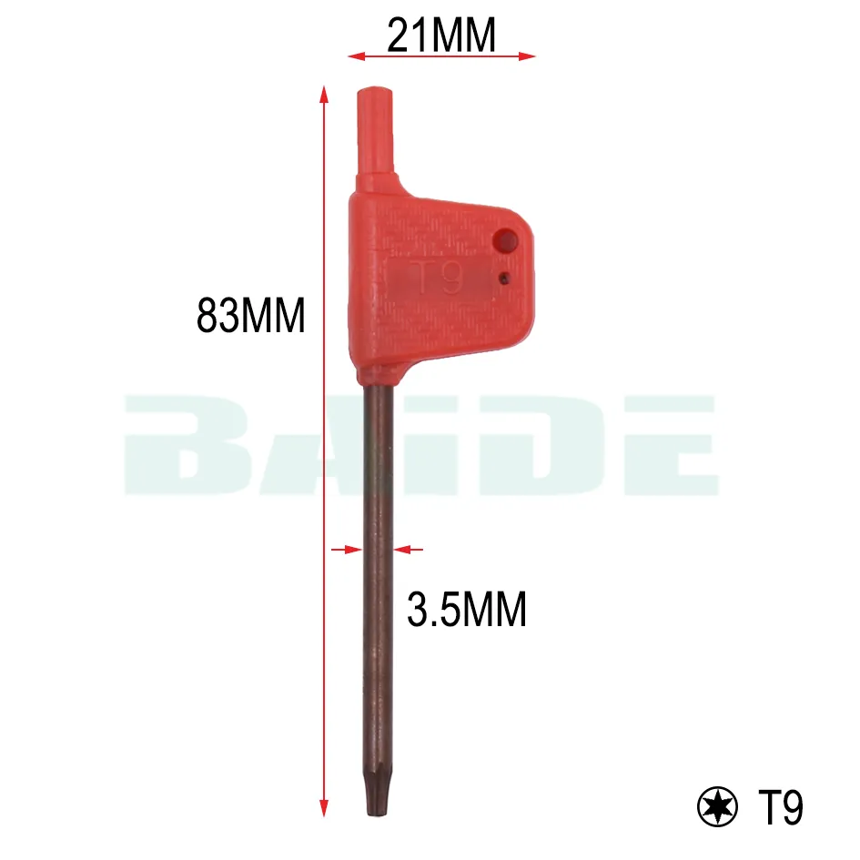T6 T7 T8 T9 T10 T15 T20 Torx Screwdriver Spanner Key Small Red Flag Screw Drivers Tools lot1050596