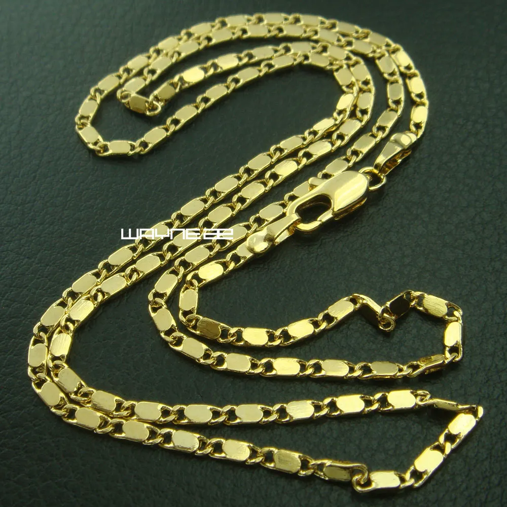 Yellow Flat Herringbone Gold Chain Necklace | Auric Jewellery