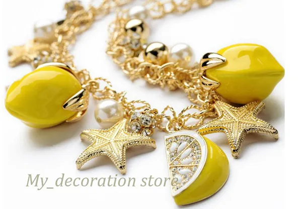 OL style mode poisson étoile et citron conception pas cher prix charmes et bracelets femmes cristal bracelet belle boîte-cadeau