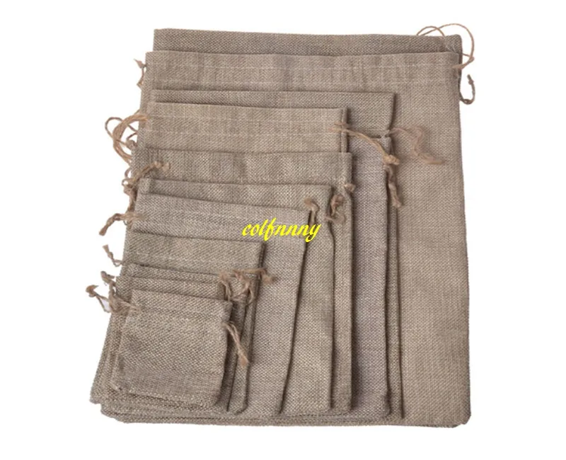 7*9cm 8*11cm 9*12cm 10x15cm 13*18 15*20cm 17*23cm 20*25cm 20*30cm 25*35cm Burlap Jute Drawstring Gift Jewelry Pouches Bags