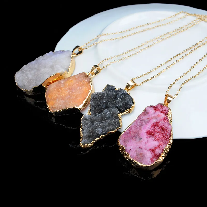 Nieuwe natuurlijke kristallen quartz genezingspunt chakra kraal edelsteen ketting hanger originele natuursteen-stijl hanger kettingen sieraden kettingen