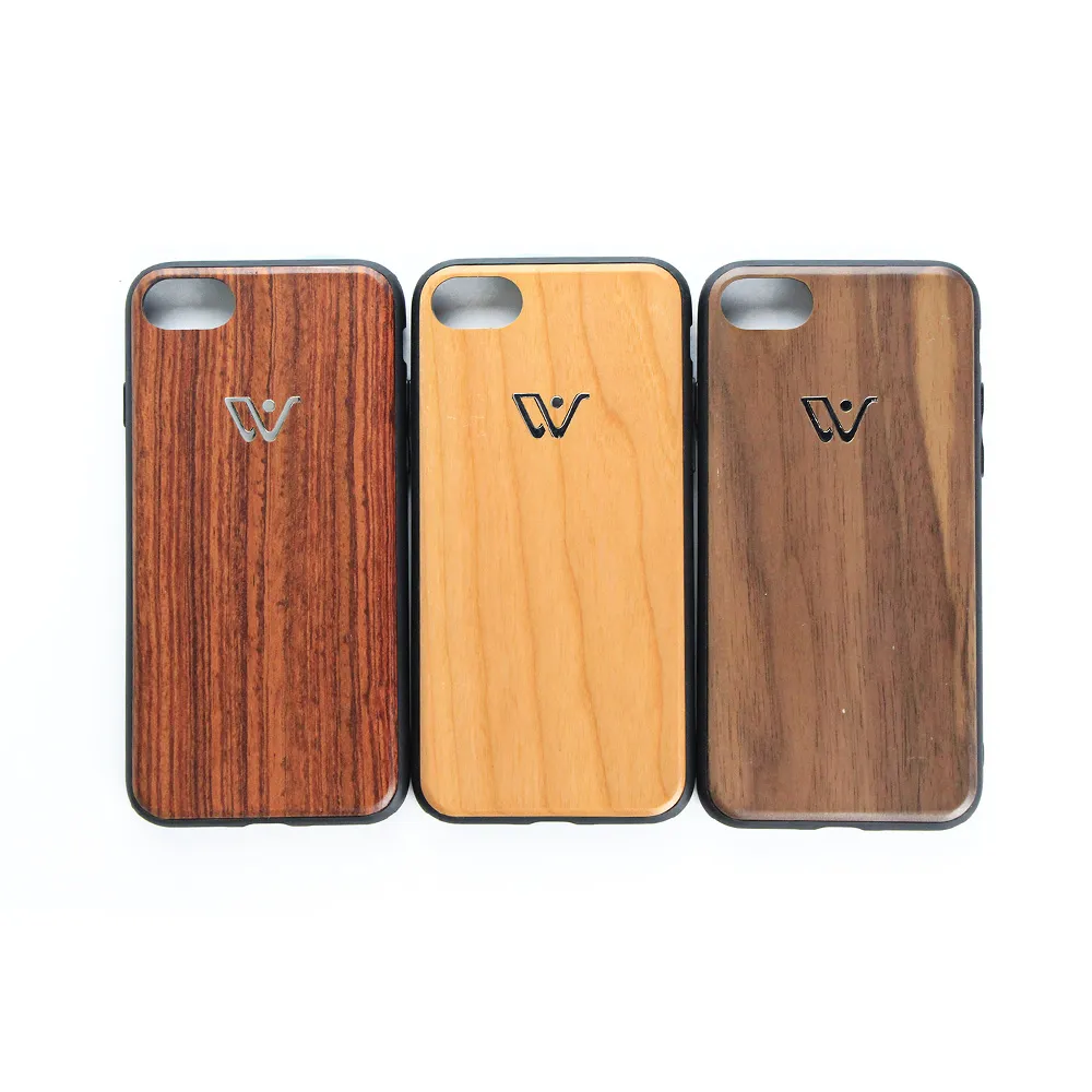 Étuis hybrides en bois TPU en silicone souple et dur pour Apple iPhone 8 Étui de téléphone en bambou vierge, accessoires mobiles