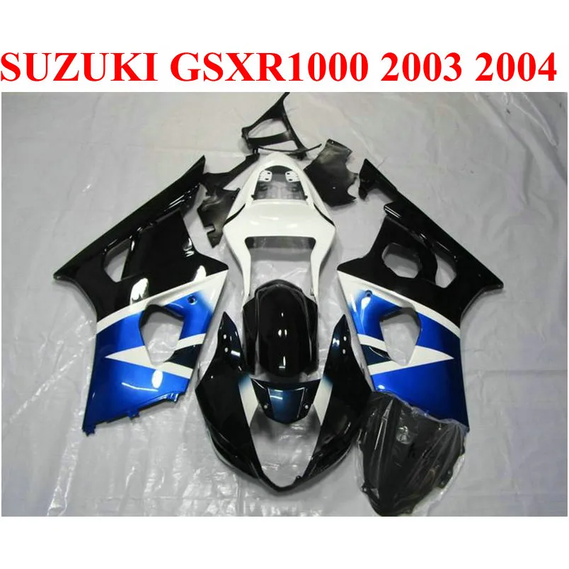 Kit de carénage personnalisé pour SUZUKI GSX-R1000 2003 2004 K3 k4, noir bleu blanc, ensemble de carrosserie GSXR1000 03 04, 7 cadeaux, CQ47