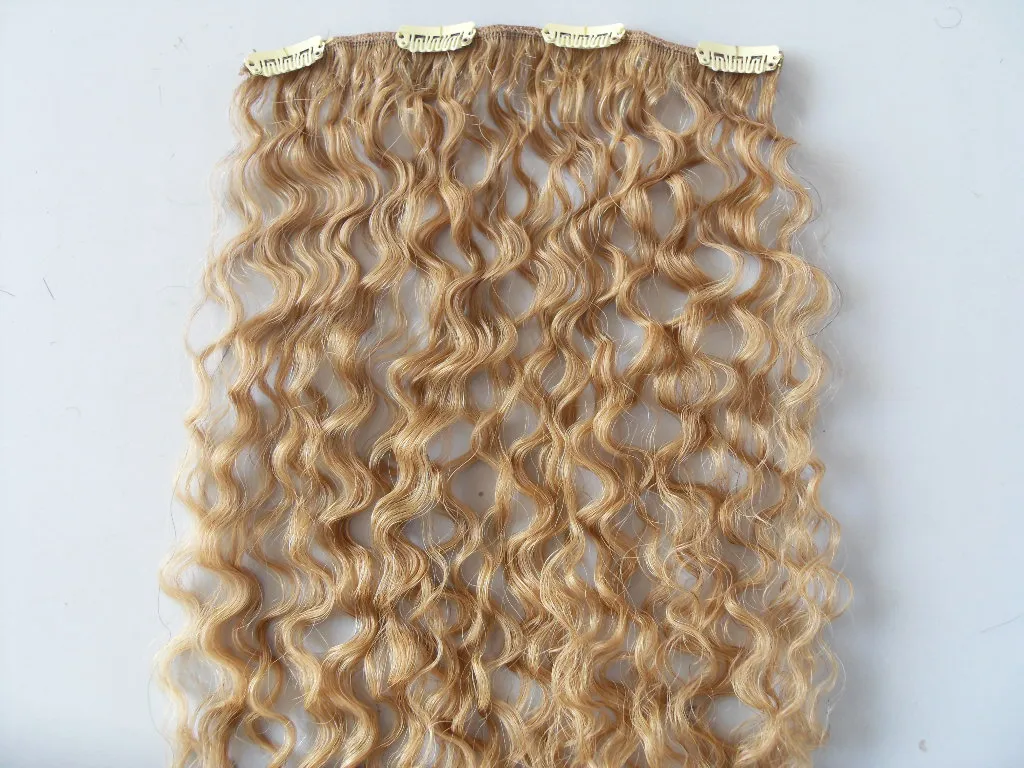 mongolian curly hair weft clip in natural kinky curl weaves unprocessed virgin remy blonde human extensions