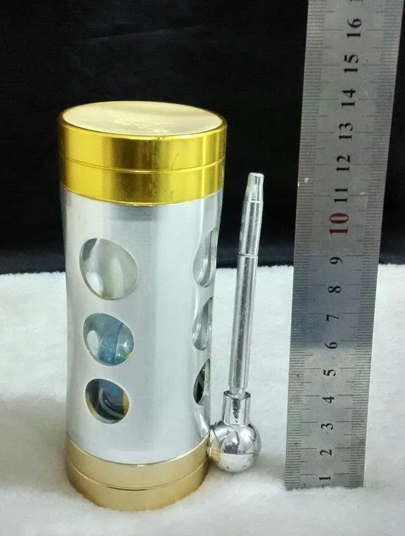 Partihandel Gratis frakt - Rostfritt stål kan vara perspektiv Hookah / Glass Bong, bärande alkohollampa, 15,5 cm * 5,8cm, hög 14cm, gåva acc