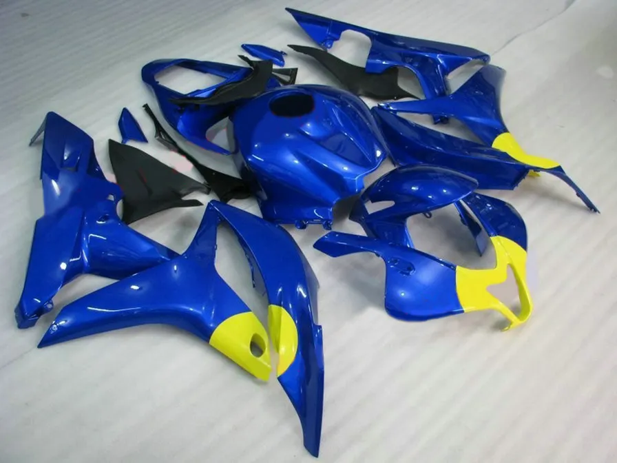 Injektionsgjutning Populära Bodykits för Honda CBR600RR 07 08 Fairings CBR 600RR F5 2007 2008 Gul Blått Plast Fairing KQ60