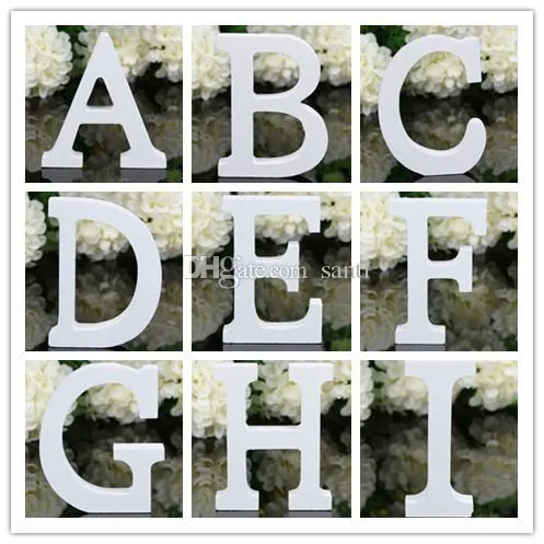  Home Decor Decoration thick Wood Wooden White Letters Alphabet Wedding Birthday 8cmX1.2cm