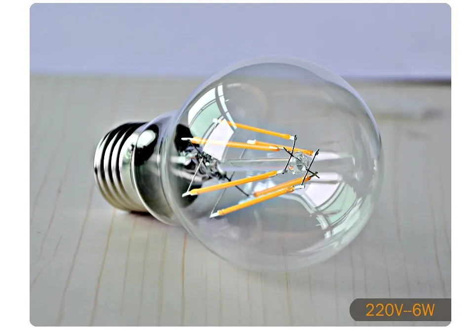 Dhl dimmable led غلوب لمبة 2 واط 4 واط 6 واط e27 A60 A19 خمر الصمام خيوط فقاعة الكرة لمبة 85-265 فولت اديسون غلوب لمبة 120lm / w