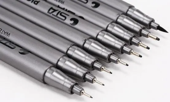 Sta 8050 Schilderij Ontwerpen Pennen Waterdichte KleurenFast Zwart Haak Lijn Maker Pen Zachte Tip Borstel Pen Art Tekening Pen 0.05mm-0.8mm Drop Shipping
